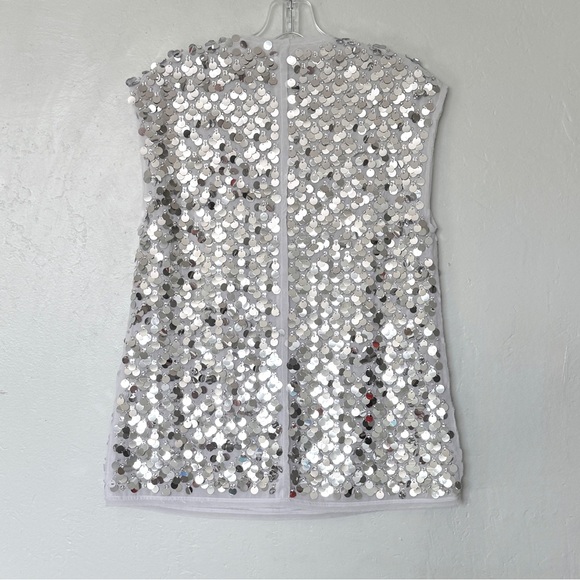 Zara Silver Sequin Sleeveless Top Blouse Size S (NWOT) - Picture 2 of 9
